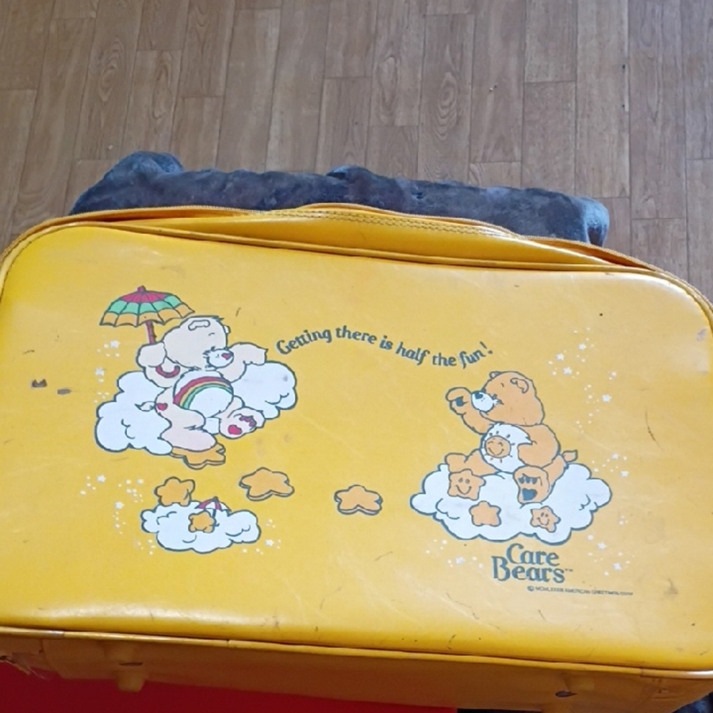 Care Bears Yellow Travel Case with Cloud and Bear Graphics